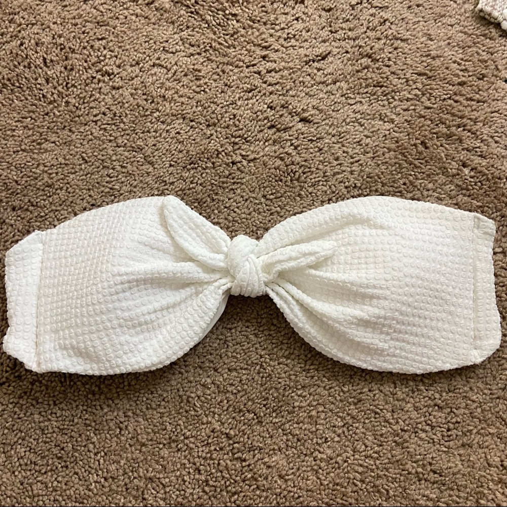 Aerie White Bandeau Bikini Top. Size L.